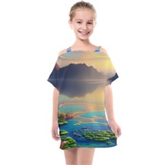 Breathtaking Sunset Kids  One Piece Chiffon Dress by GardenOfOphir