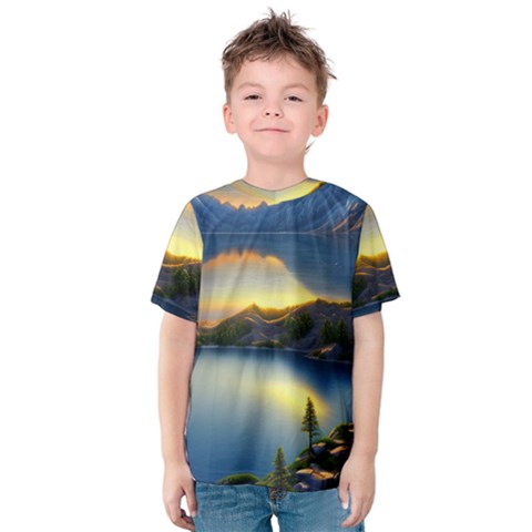 Crimson Sunset Kids  Cotton Tee by GardenOfOphir