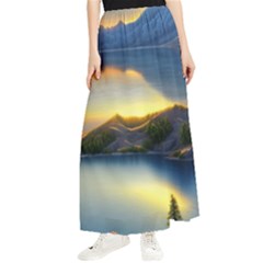 Crimson Sunset Maxi Chiffon Skirt by GardenOfOphir
