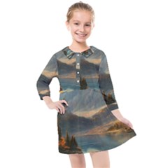 Dazzling Sunset Kids  Quarter Sleeve Shirt Dress by GardenOfOphir