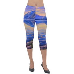 Dramatic Sunset Lightweight Velour Capri Leggings  by GardenOfOphir