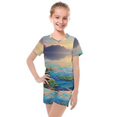 Exquisite Sunset Kids  Mesh Tee and Shorts Set