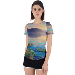 Exquisite Sunset Back Cut Out Sport Tee by GardenOfOphir