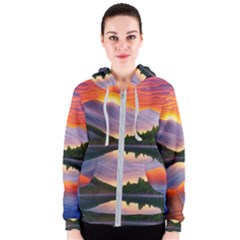 Flaming Sunset Women s Zipper Hoodie by GardenOfOphir