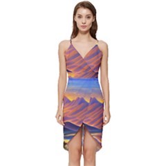 Great Sunset Wrap Frill Dress by GardenOfOphir