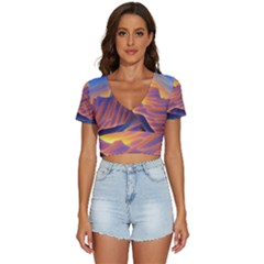 Great Sunset V-neck Crop Top by GardenOfOphir