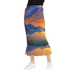 Glorious Sunset Maxi Fishtail Chiffon Skirt by GardenOfOphir