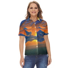 Glorious Sunset Women s Short Sleeve Double Pocket Shirt