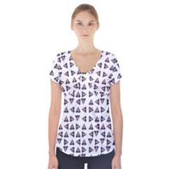 Happy Hound Funny Cute Gog Pattern Short Sleeve Front Detail Top by dflcprintsclothing