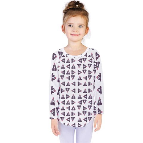 Happy Hound Funny Cute Gog Pattern Kids  Long Sleeve Tee by dflcprintsclothing