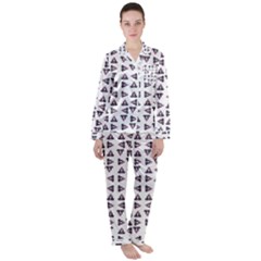 Happy Hound Funny Cute Gog Pattern Women s Long Sleeve Satin Pajamas Set	 by dflcprintsclothing