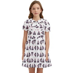 Happy Hound Funny Cute Gog Pattern Kids  Bow Tie Puff Sleeve Dress by dflcprintsclothing