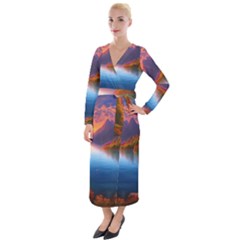 Immaculate Sunset Velvet Maxi Wrap Dress