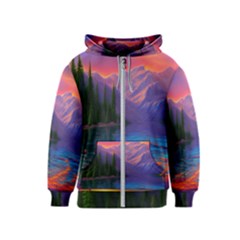 Magnificent Sunset Kids  Zipper Hoodie by GardenOfOphir