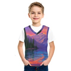 Magnificent Sunset Kids  Basketball Tank Top by GardenOfOphir