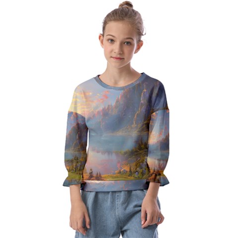 Marvelous Sunset Kids  Cuff Sleeve Top by GardenOfOphir