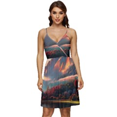 Opulent Sunset V-neck Pocket Summer Dress  by GardenOfOphir