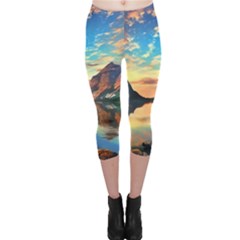 Portentous Sunset Capri Leggings  by GardenOfOphir