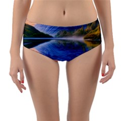 Romantic Lake Sunset Reversible Mid-waist Bikini Bottoms by GardenOfOphir