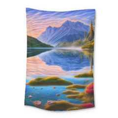 Romantic Lake Sunset Small Tapestry by GardenOfOphir