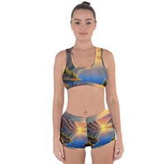 Remarkable Lake Sunset Racerback Boyleg Bikini Set by GardenOfOphir