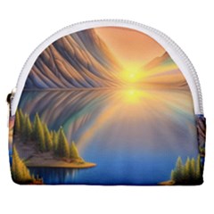 Remarkable Lake Sunset Horseshoe Style Canvas Pouch by GardenOfOphir