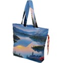 Somber Lake Sunset Drawstring Tote Bag View1