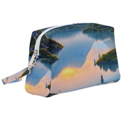 Somber Lake Sunset Wristlet Pouch Bag (large) by GardenOfOphir