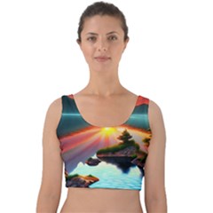 Gorgeous Sunset Velvet Crop Top by GardenOfOphir