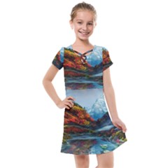 Breathtaking Landscape Scene Kids  Cross Web Dress by GardenOfOphir