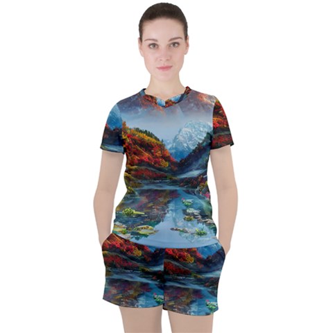 Breathtaking Landscape Scene Women s Tee And Shorts Set by GardenOfOphir