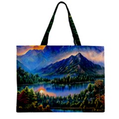 Stunning Sunset By The Lake Zipper Mini Tote Bag by GardenOfOphir