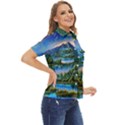 Stunning Sunset By The Lake Women s Short Sleeve Double Pocket Shirt View2