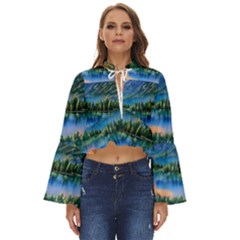 Stunning Sunset By The Lake Boho Long Bell Sleeve Top