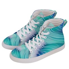 Stunning Pastel Blue Ocean Waves Women s Hi-top Skate Sneakers by GardenOfOphir