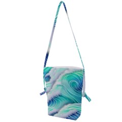Stunning Pastel Blue Ocean Waves Folding Shoulder Bag
