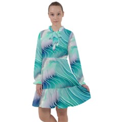 Stunning Pastel Blue Ocean Waves All Frills Chiffon Dress