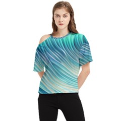 Pastel Ocean Waves One Shoulder Cut Out Tee by GardenOfOphir