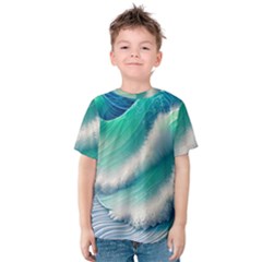 Beautiful Abstract Pastel Ocean Waves Kids  Cotton Tee