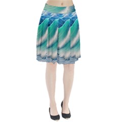 Beautiful Abstract Pastel Ocean Waves Pleated Skirt by GardenOfOphir