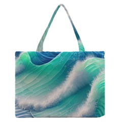 Beautiful Abstract Pastel Ocean Waves Zipper Medium Tote Bag by GardenOfOphir