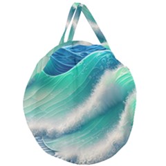 Beautiful Abstract Pastel Ocean Waves Giant Round Zipper Tote by GardenOfOphir