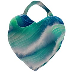 Beautiful Abstract Pastel Ocean Waves Giant Heart Shaped Tote by GardenOfOphir