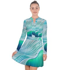 Pastel Abstract Waves Pattern Long Sleeve Panel Dress by GardenOfOphir