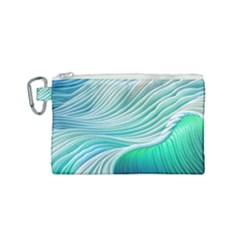 Pastel Abstract Waves Pattern Canvas Cosmetic Bag (small) by GardenOfOphir