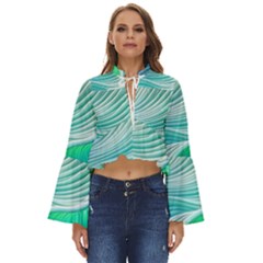 Pastel Abstract Waves Pattern Boho Long Bell Sleeve Top