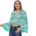 Pastel Abstract Waves Pattern Boho Long Bell Sleeve Top View2