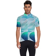 Pastel Abstract Waves Pattern Men s Short Sleeve Cycling Jersey by GardenOfOphir