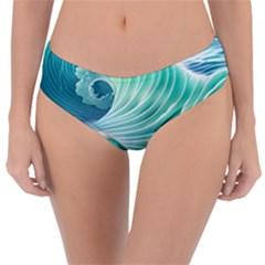 Pink Sky Blue Ocean Waves Reversible Classic Bikini Bottoms by GardenOfOphir