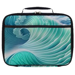 Pink Sky Blue Ocean Waves Full Print Lunch Bag by GardenOfOphir